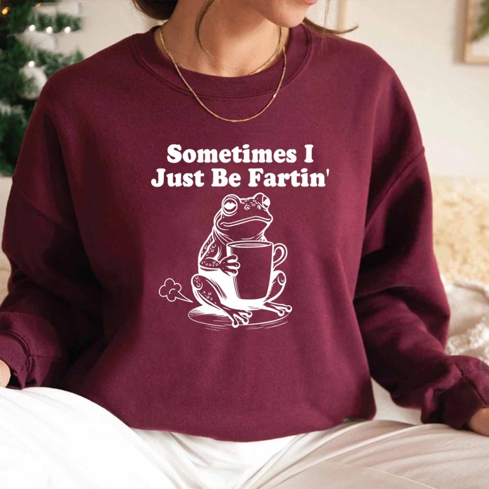 Czasami po prostu puszczam bąki Bluza Śmieszne bluzy z żabą Unisex z długim rękawem z okrągłym dekoltem Bluza Szalona bluza Śmieszny mem