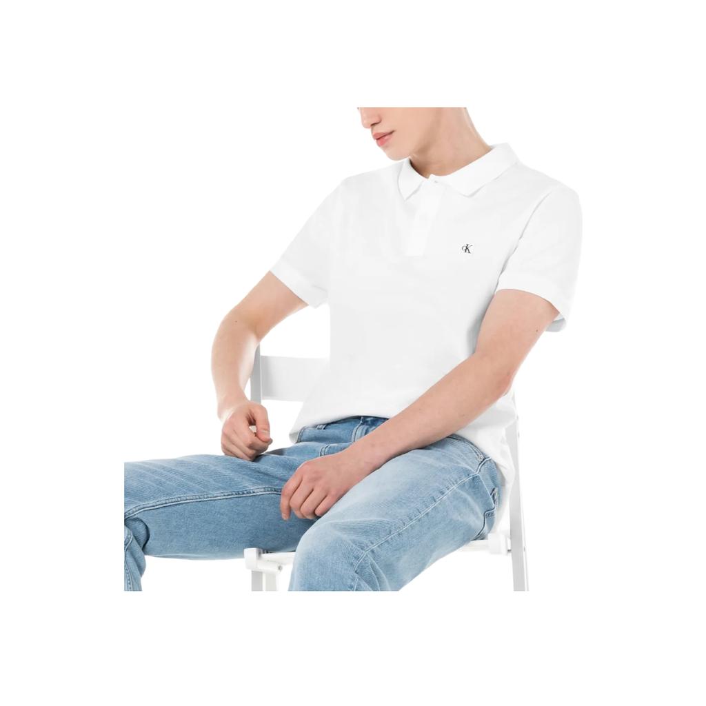 Calvin Klein Casual Letter Embroidery Breathable Short Sleeve Polo Shirt Men Polo Shirts White J320771YAF