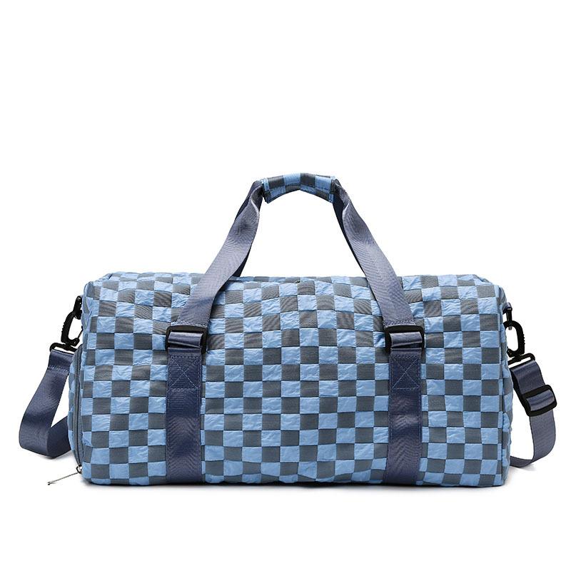 Chessboard Fashion Sports Fitness Travel Bag Large Capacity Multifunctional Yoga Bag Dry and Wet Separation Shoulder Bag
