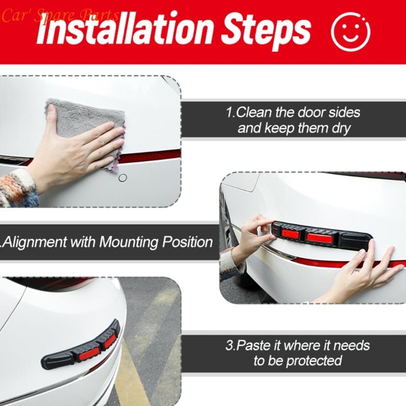 Y4UA 1 Pair Automotive Adhesive Reflective Bumper Guard Tape Anti Collision Strips