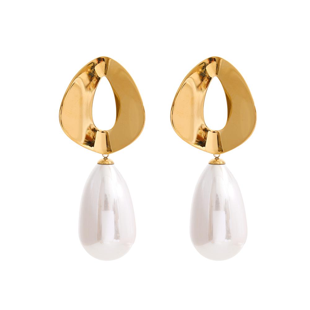 

Yhpup Fashion Big Imitation Pearls Water Drop Earrings for Women 16K Platinum PVD Plated Waterproof 2026 Charm Statement Jewelry
