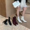 High-heeled Square-headed French Small Bare Boots, Shoes for Women's 2025 Autumn and Winter New Xiaoxiangfeng Thin Short Boots, Thin-heeled Marti