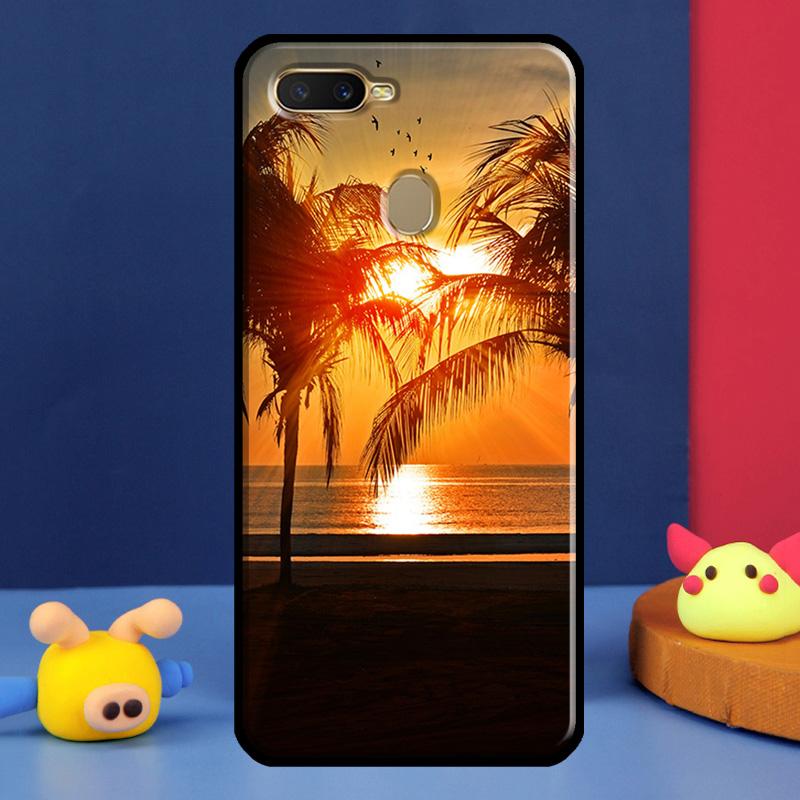 Summer Beach Sunset Palm Tree Case For Oppo A16 A76 A96 A58 A78 A98 A5 A9 A91 A15 A17 A77 A52 A72 A74 A94 A54S A57S Cover