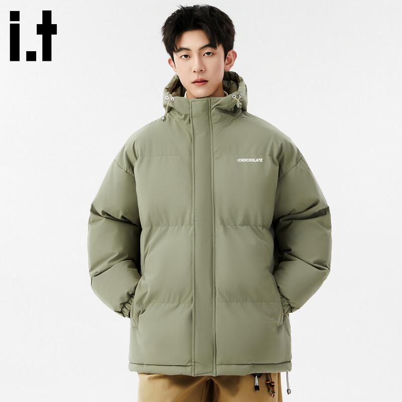 :CHOCOOLATE Men s Retro Loose Fit Hooded Puffer Jacket L