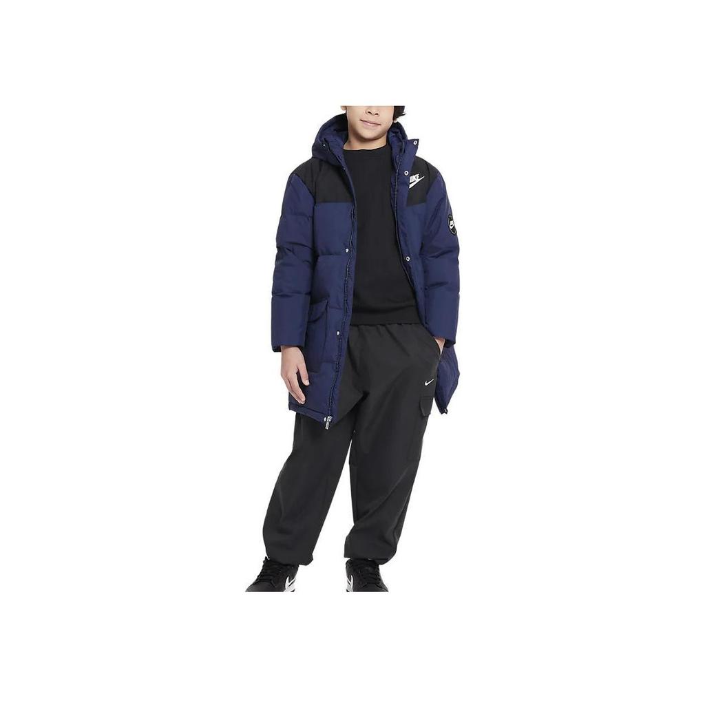 Nike Hooded Stylish Spliced Long Sleeve Comfortable Down Jacket Kids jackets Deep-Navy HQ7155-410