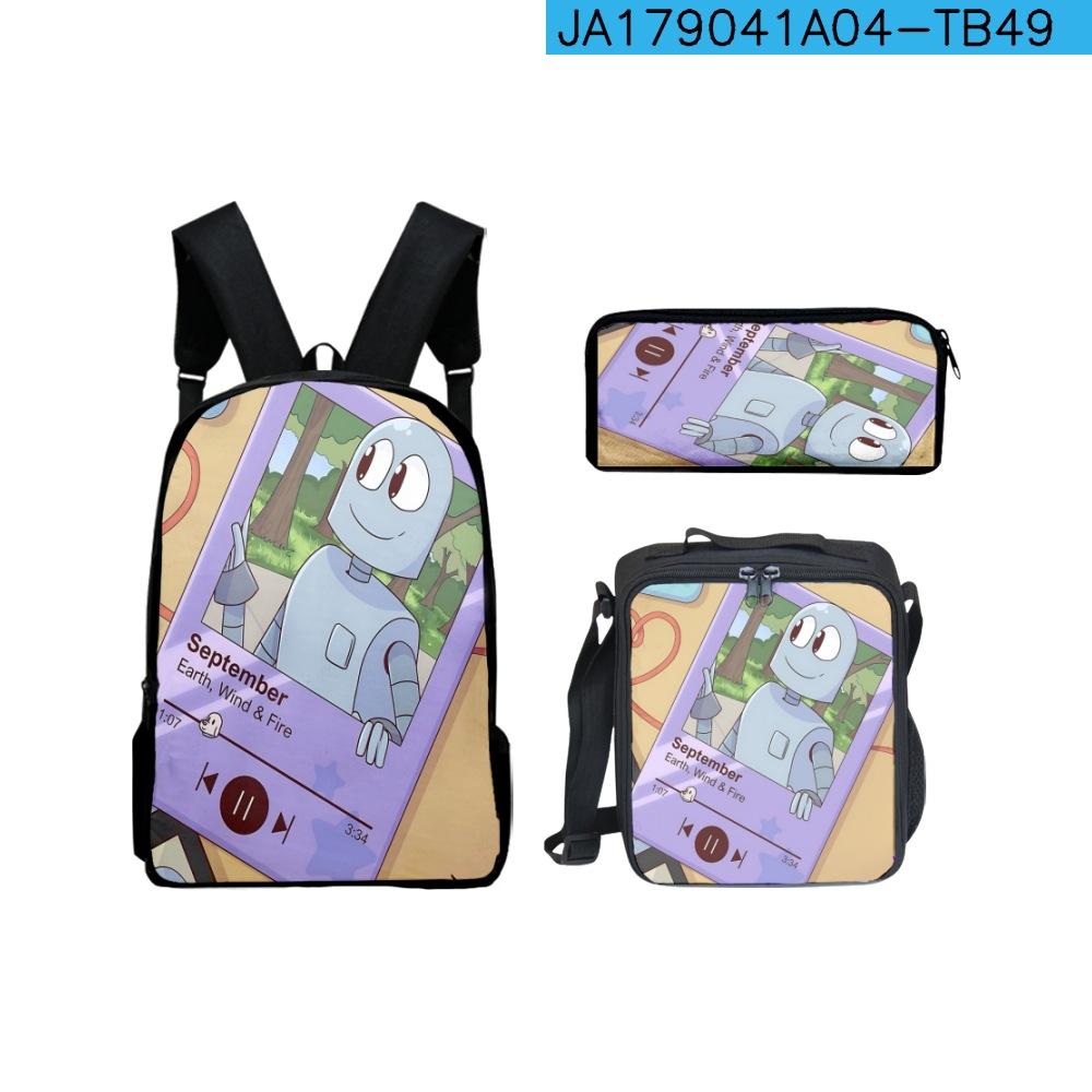Classic Popular Novelty Funny Robot Dreams 3D Print 3pcs/Set pupil School Bags Laptop Daypack Backpack Lunch bag Pencil Case