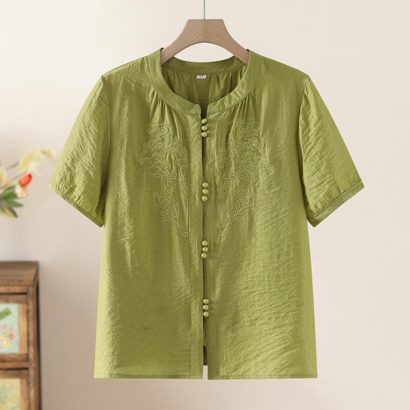 Elegante chinesische Kurzarmbluse für Frauen mittleren Alters