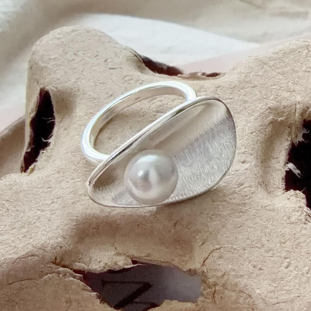 New Waterdrop Pearl Rings For Women Geometric Finger Adjustable Vintage Flower Pearl Ring For Party Birthday Jewelry Gift