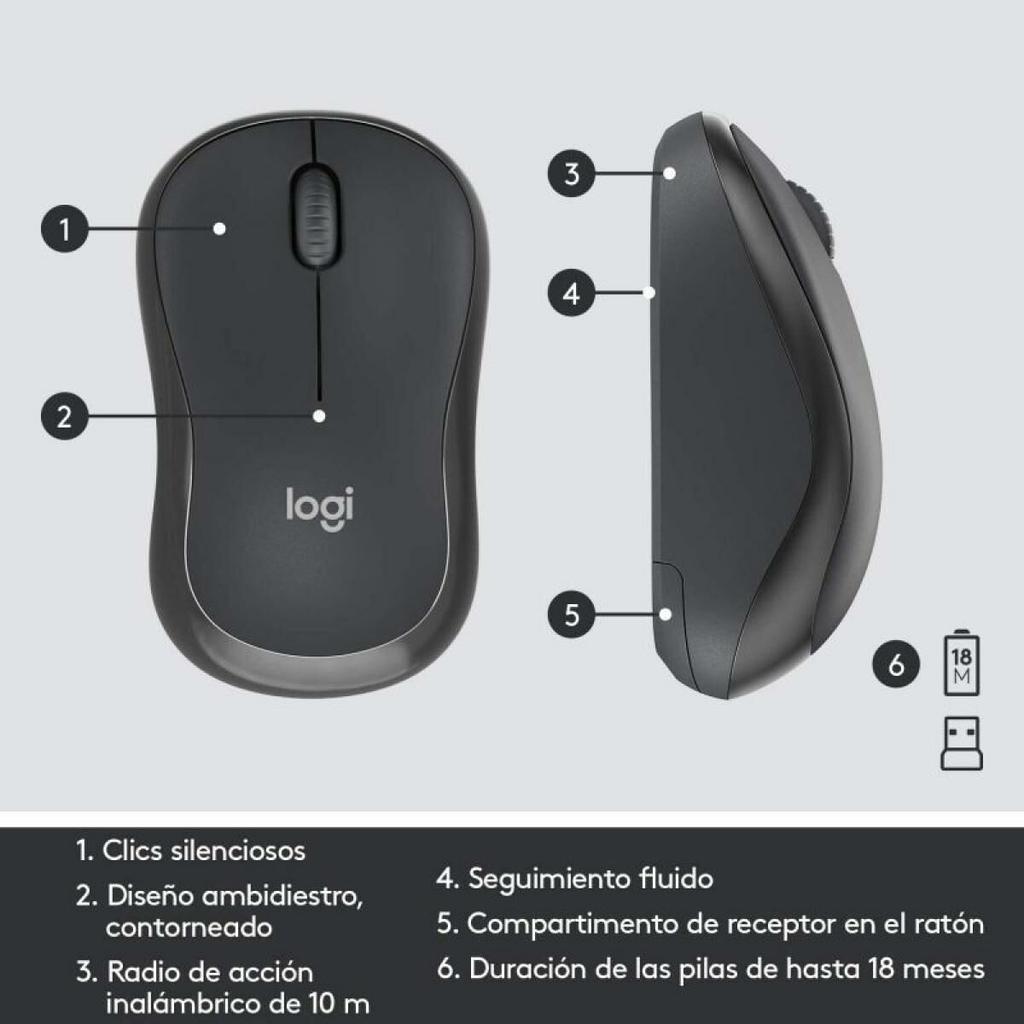 Keyboard and Wireless Mouse Logitech MK295 Grey Spanish Qwerty