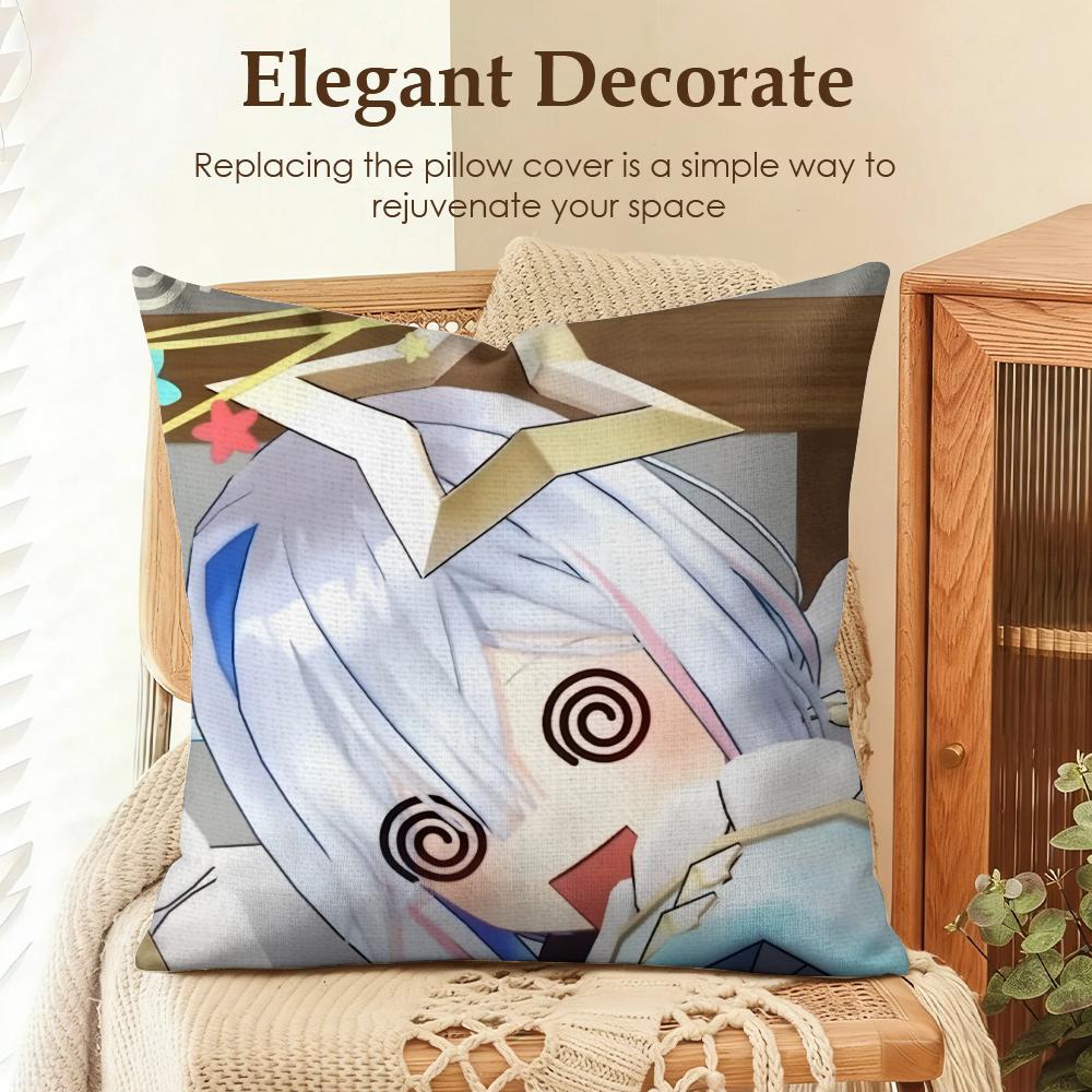 Amane KanataS Cute Cushion Cover Natural Linen Organic Fabric DoubleSided Printing Sofa Home Decor Gift Pillow Case