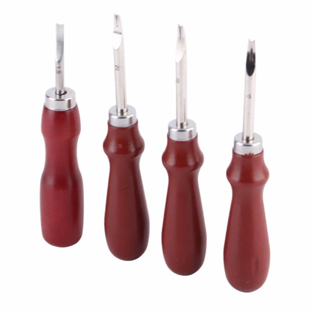 4 PCS Keen Edge Leather Edge Beveler Craft Tool 0.8mm,1.0mm,1.2mm and 1.5mm Leather Working Tools Edge Trimmer Tool