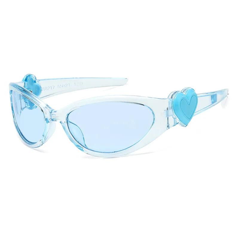 Y2K Oval Sunglasses for Women Fashion Cute Heart Sun Glasses Sports Goggles Popular Cat Eye Sun Glasses Eyewear