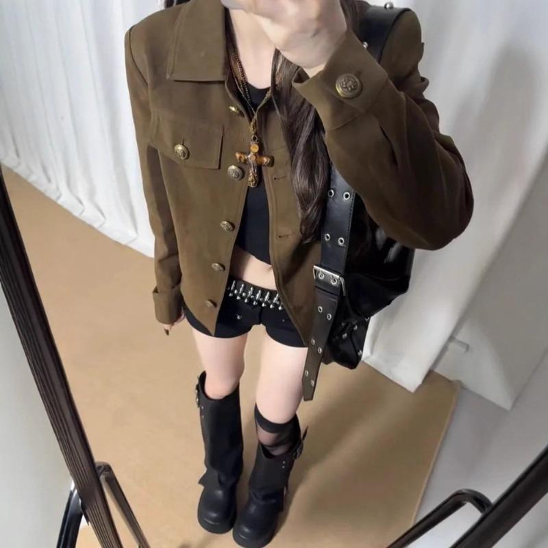 Autumn and winter lapel jacket jacket women, new retro tooling versatile short top