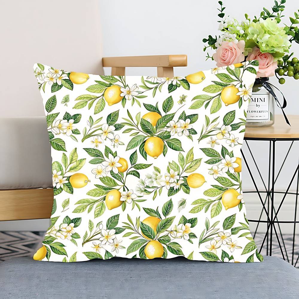 Yellow Lemon Pattern Summer Pillow Case Cushion Cover Polyester Pillowcase Decorative Sofa Cushion Pillowcase Home Decor