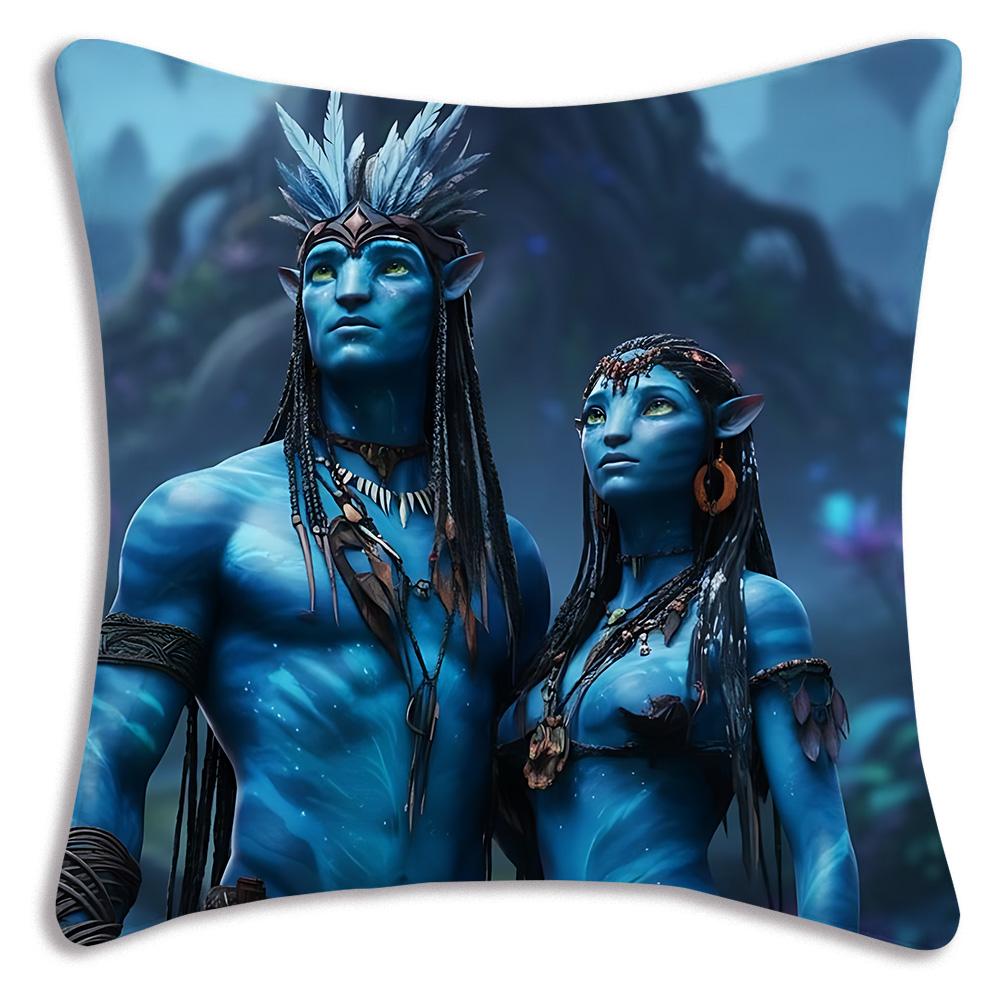 Movie Avatars W-Water Way Pillow Covers Cartoon Sofa Decorative Home Double-sided Printing Short Plush Cute Cushion Cover