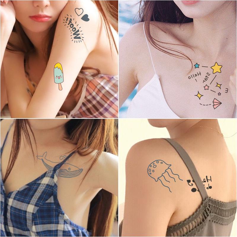 Schönheitsaufkleber Cartoon Tattoo Aufkleber Niedlicher Temporärer Tattoo Aufkleber Klein Frisch Wasserdichter Tattoo Aufkleber