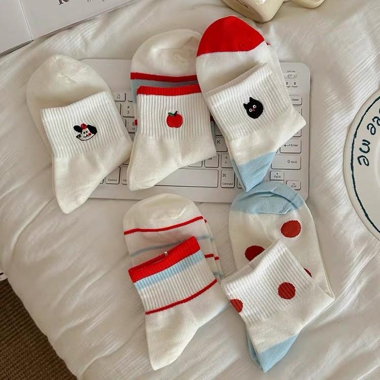 Cute White Summer Thin Cotton Socks Short Sporty Style Low-Top Sweat-Absorbing And Breathable Girl Socks