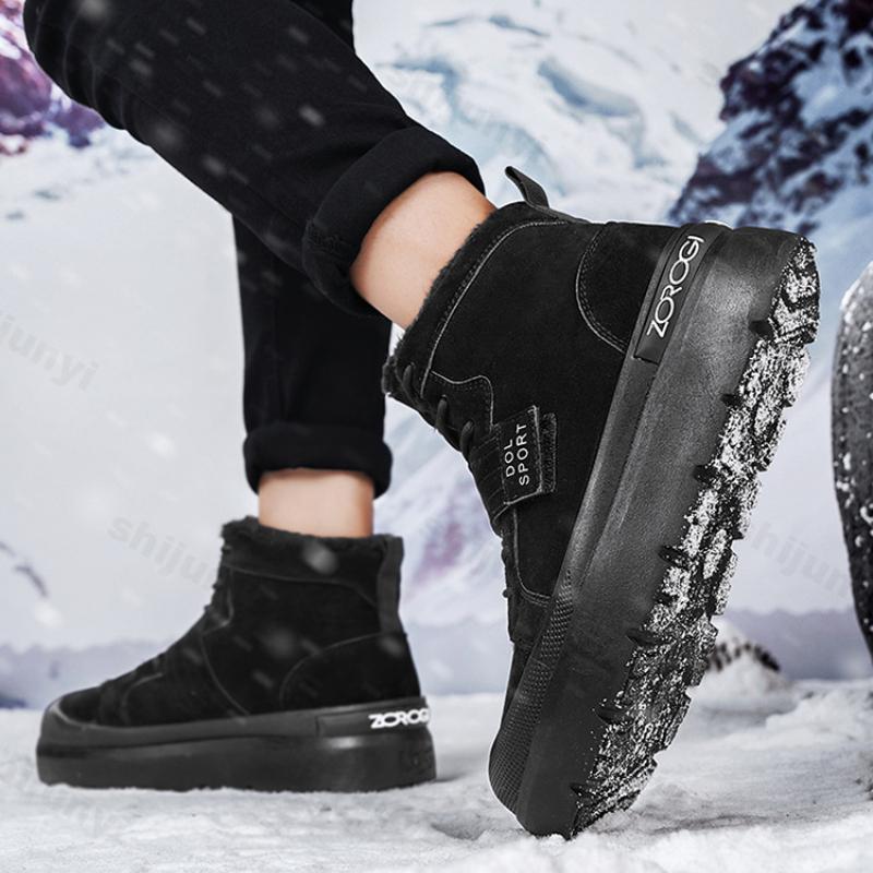 Men's Boots Outdoor Sports High Top Boots Comfortable 2025 New Trend Platform Shoes Retro Plush Warm Non-slip Botas Para Hombre