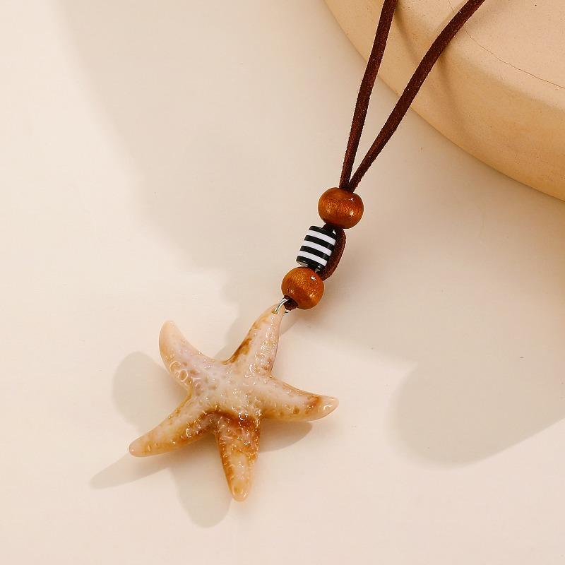 Boho Starfish Pendant Necklace for Women Multiple Ways of Wearing Rope Necklace Y2K Summer Beach Jewelry Gift