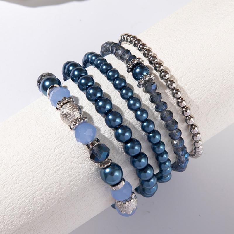 Pack of 5 Fashionable Crystal Bead Bracelet Elegant Crystal Bead Bracelets Perfect for Everyday Wear Gatherings