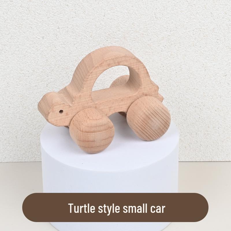 Beech Wood Toy Car - Original Inertia Push Car for Infants, Grasping Training, Solid Wood, Safe for Teething, Educational
