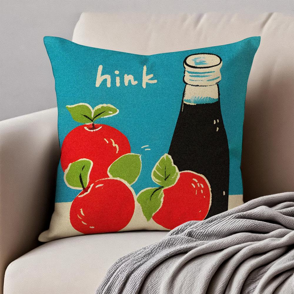 Cute Art Cartoon Handdrawn Cat Cushion Cover Pillowcase Antidustmite Invisible Zipper Short Plush Sofa Cushion