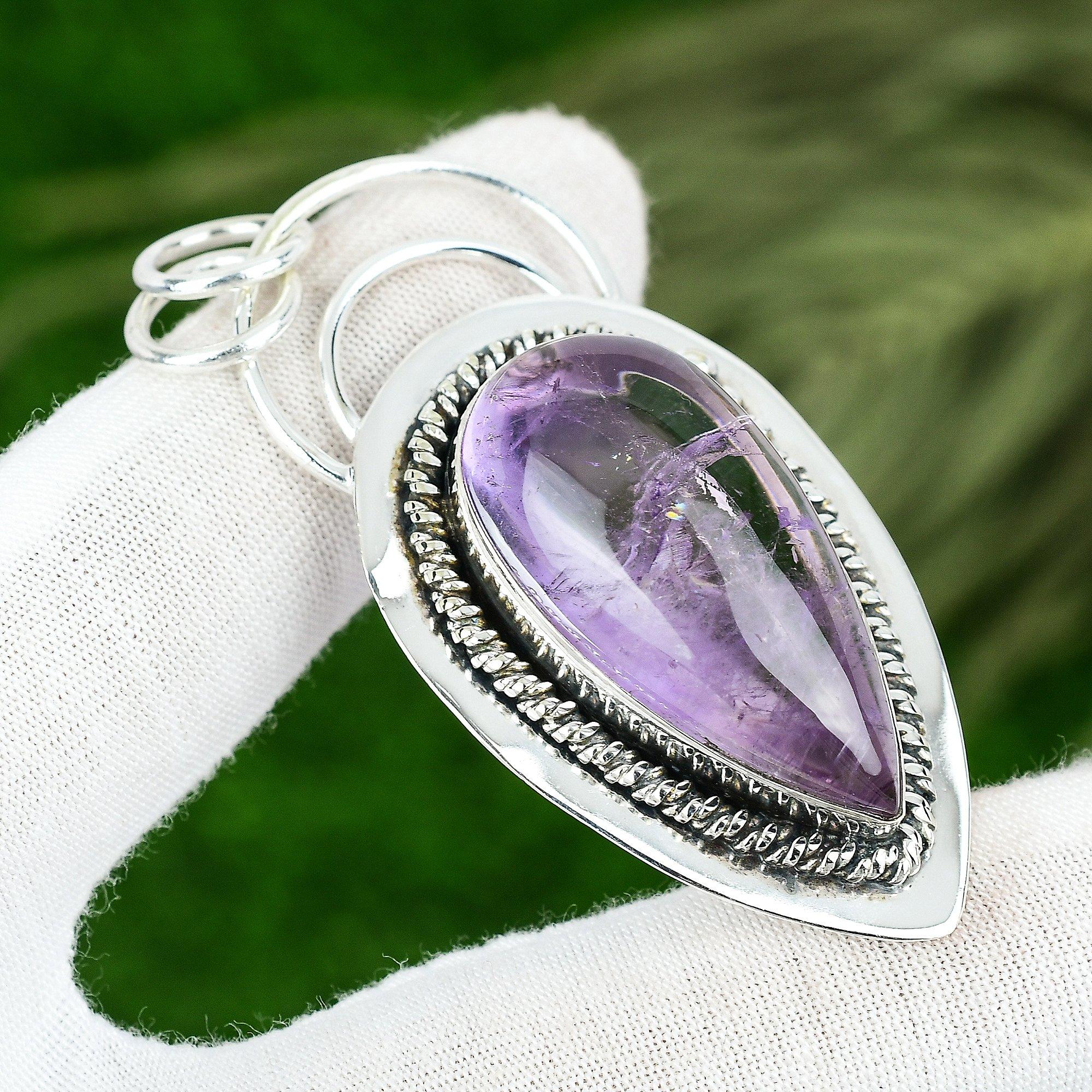 

Friendship Day Sale February Star Amethyst Stone 925 Silver Mother Bezel Pendant