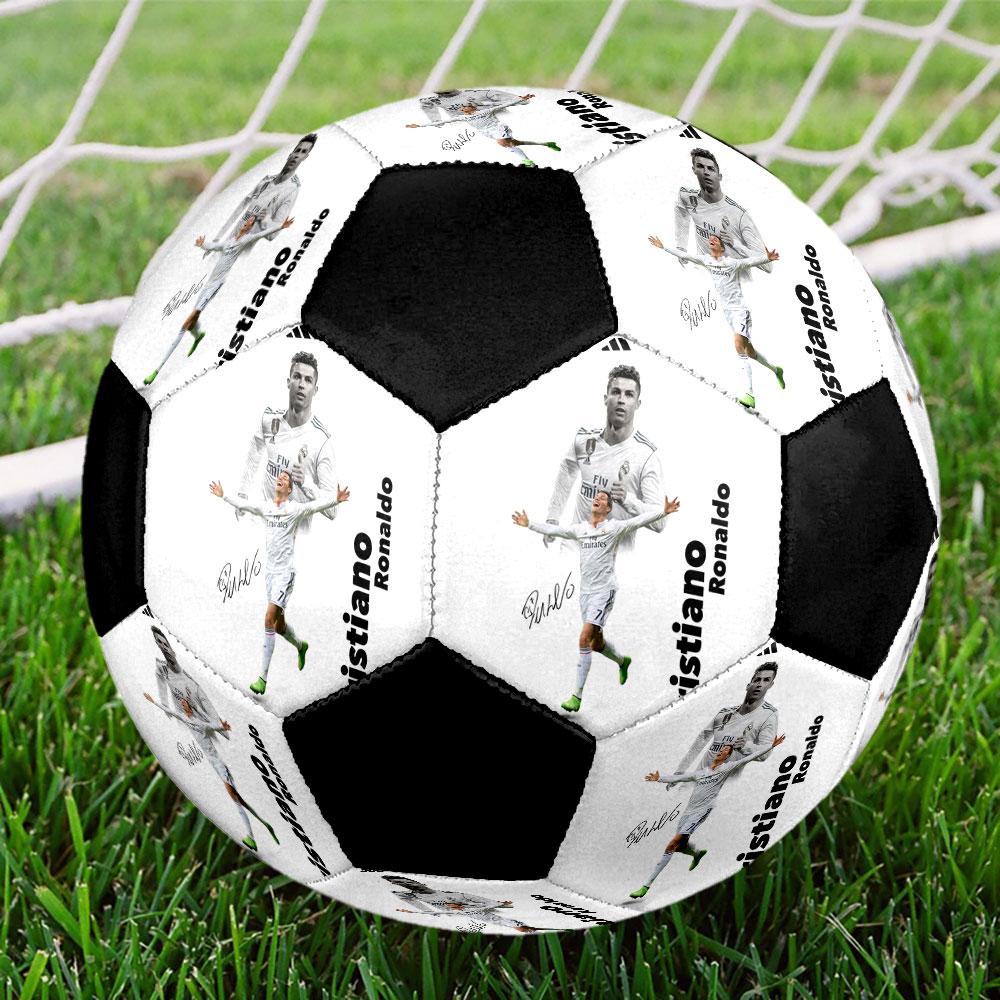 1 Stück Cristiano Ronaldo Unbroken Größe 5 Fußball PrahaHallenfußball Ball Bunt Alle Altersgruppen Maschinengenäht PVC Wettkampfbereit Langlebig Hoher Rückprall