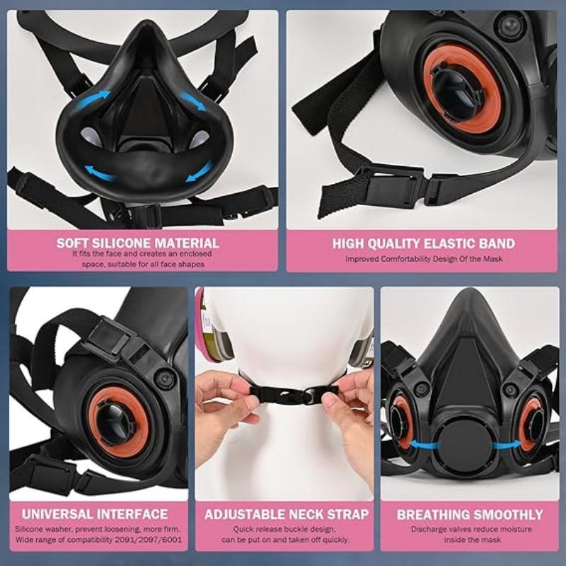 New Black 6200 Dust Mask Half Face Spray Paint Organic Vapor Chemical Gas Respirator 69021/60923 Filter Gas Mask Work Safety