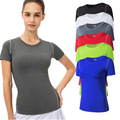 Dámské košile na jógu Slim Fit Běh Fitness Cvičení Topy Tělocvična Sport Cyklistika Trička s krátkým rukávem Sportovní oblečení