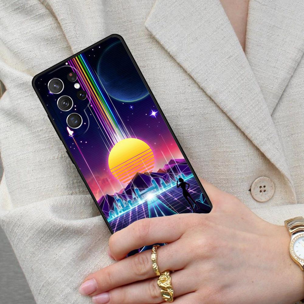 Synthwave 80's Retro Neon Cell Phone Case for Samsung Galaxy S26 Ultra S25 S24 S23 S22 S21 S20 Note10 Cover
