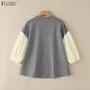 ZANZEA Blusa Casual de Mujer con Cuello Redondo, Manga 3/4, Holgada, con Empalme