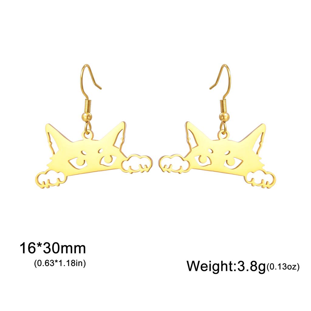 Sneaking Cat Earrings for Women Girls Stainless Steel Cute Animal Kitten Drop Earrings Jewelry Birthday Gift 2026 New