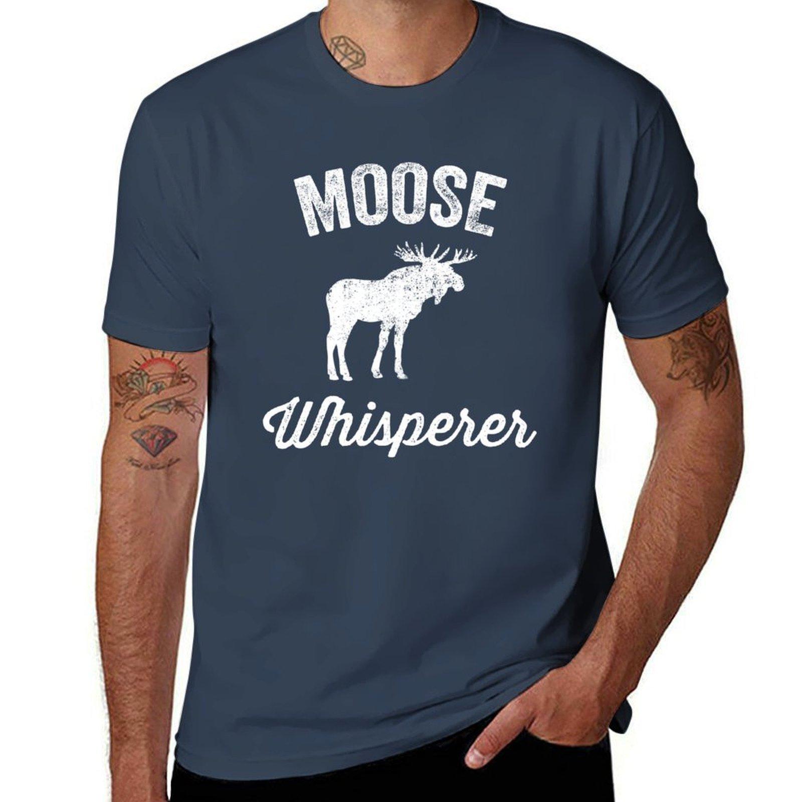 Moose Whisperer Moose Lover Tshirt Work Daily Short Sleeve Top S