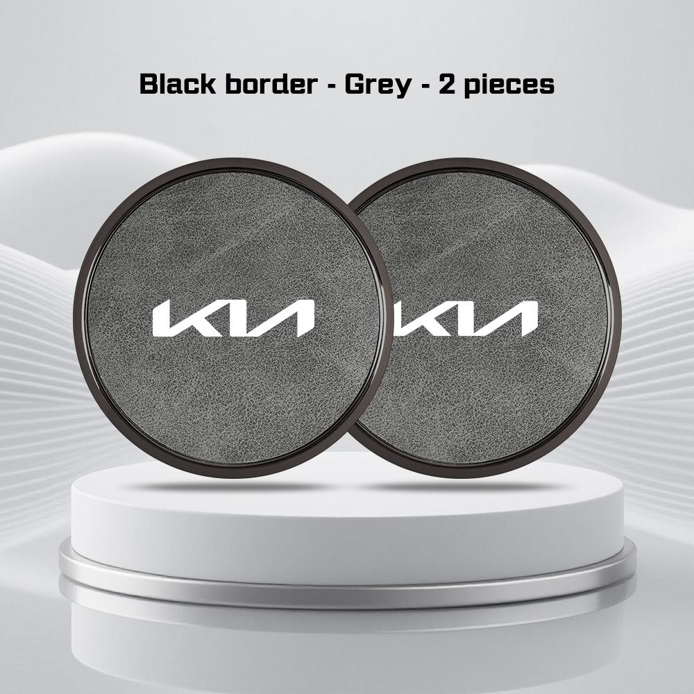 Car Leather Alloy Coaster For Kia GTLine RIO K2 K3 K4 K5 k8 Sportege Picanto Optima Soul Ceed Water Cup Holder Pad Non-slip Mat rnqt40