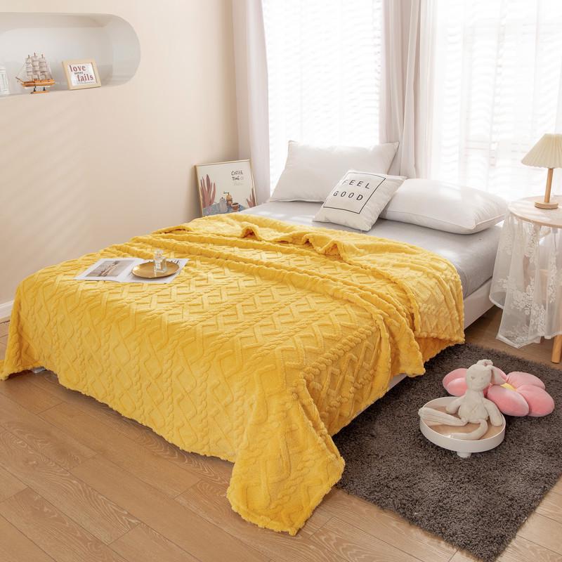 Solid Color 3D Jacquard Diamond Pattern Taffeta Fleece Blanket for All Seasons