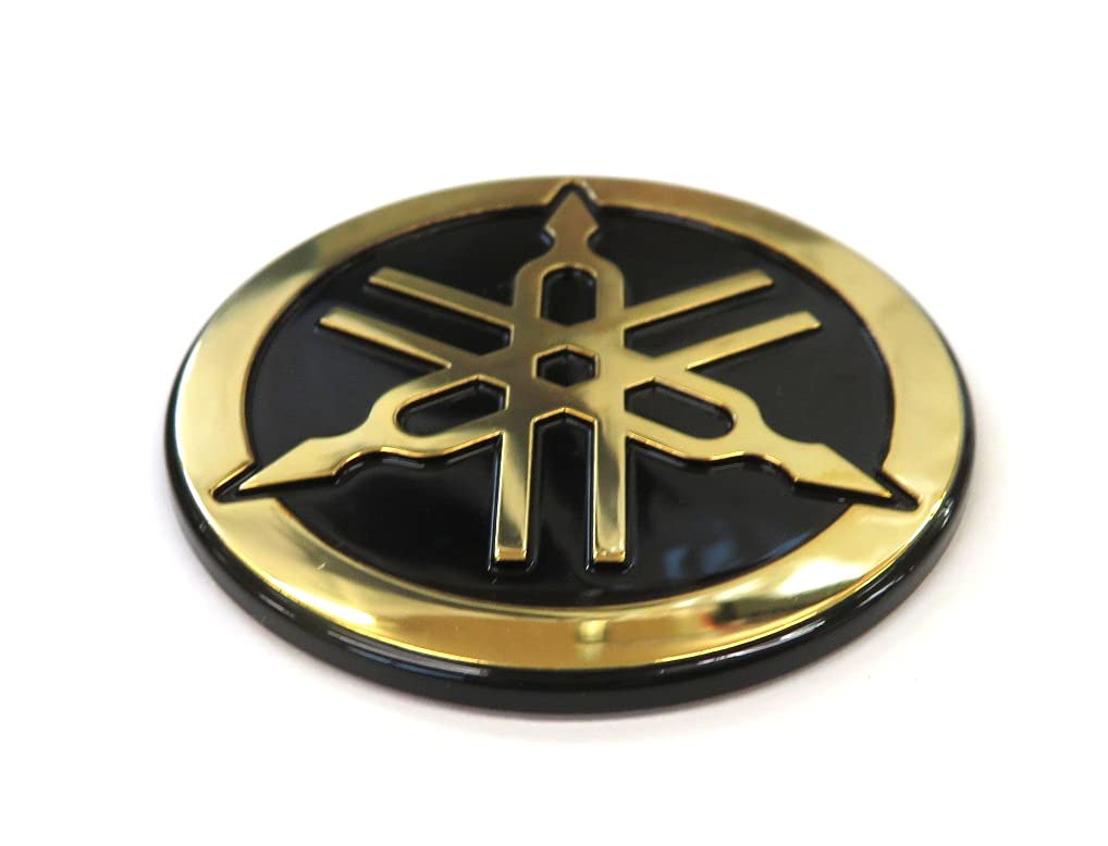 Yamaha Genuine Yamaha Tuning Fork Logo Emblem Sticker Aluminum Gold Black Black Diameter 45mm