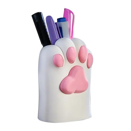 Cat Paw Pen Holder 3D Printed Pet Paw Design Desktop Organizer Makeup Brush Storage Cup for Desk Vanity Workspace Decor