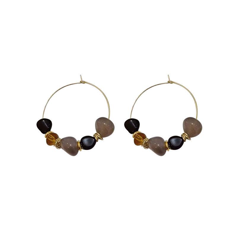 Natural Stone Earrings Women'S Light Luxury High-End Temperament Earrings Retro Ear Jewelry