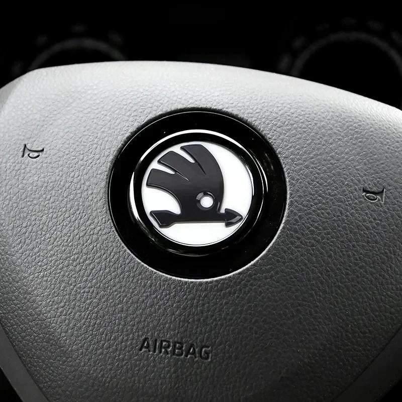 2025 Nieuwe Auto Stuurwiel Badge Embleem Sticker Auto Interieur Accessoires Voor Skoda Yeti Kodiaq Octavia Karoq Kamiq Fabia Rapid
