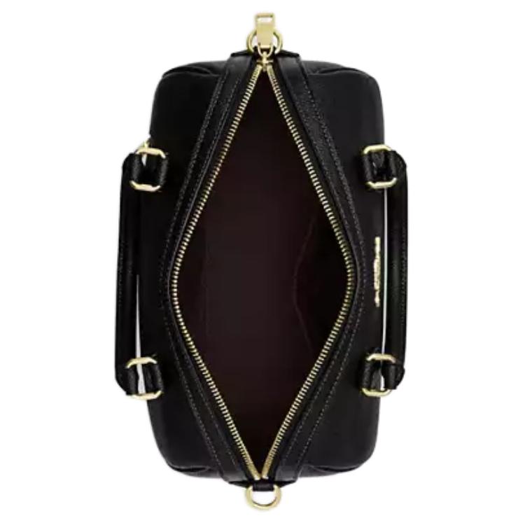 Coach Rowan 25 Logo Zip Closure Crossgrain Leather Shoulder Crossbody Tote Bag Medium Women Handbags Black CV403-IMBLK