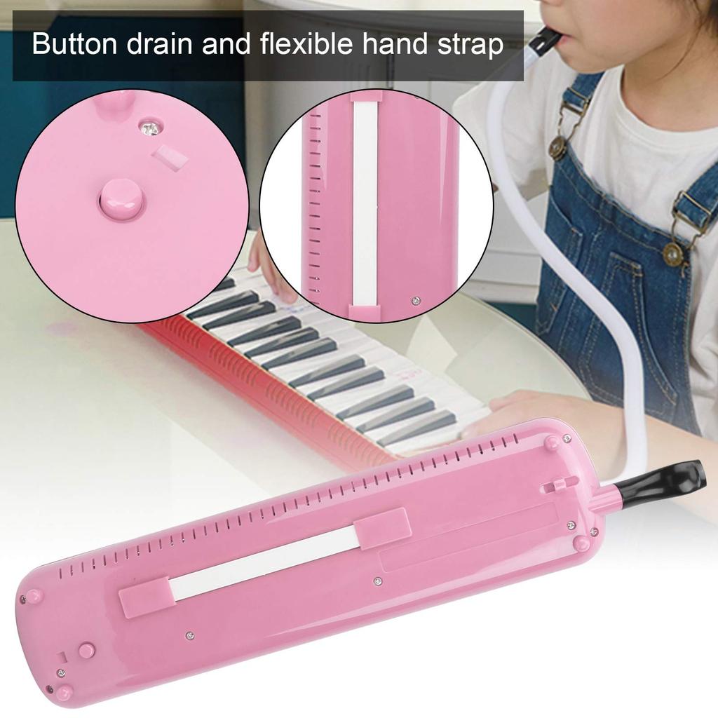 IRIN Melodic Cassette 32 Key Wind Instrument Pianica Melodica Piano Style Portable with Carrying Perfect for Beginners and Pink Bag, Practice,