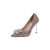 Crystal Wedding Shoes Bride Xiuhe New Pointed Thin Heel Rhinestone Sequined Wedding Dress High Heels
