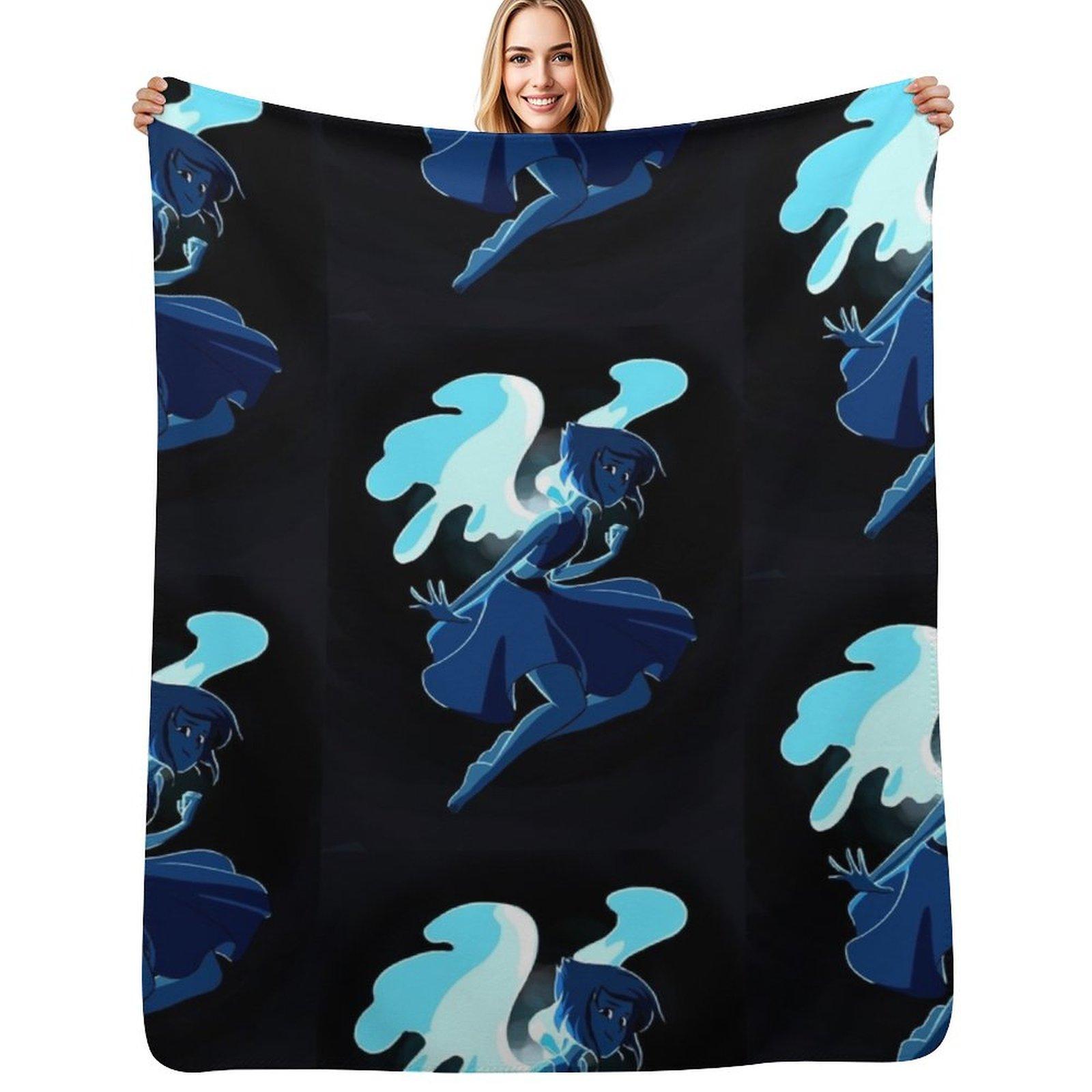 Lapis Lazuli Throw Blanket Travel Size Cozy Blanket for Plane Train Size: 75*100cm, Weight: 230 GSM