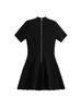 Bajiya 2025 Black A-line Knit Dress with Lapel for Women - European/American Spring/Summer Fashion