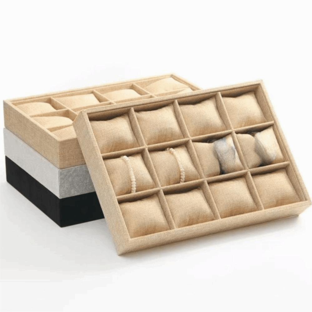 12 Adjustable Compartments Jewelry Display Trays Flannel Jewelry Box Display  Store Counter Display