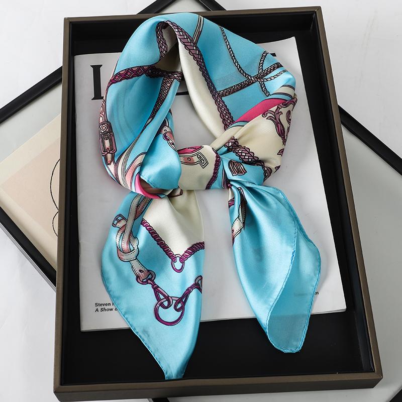 Women Silk Leopard Print Square Scarf Luxury  Female Beach Stoles Echarpe Satin Headband Shawl Wraps Bandana