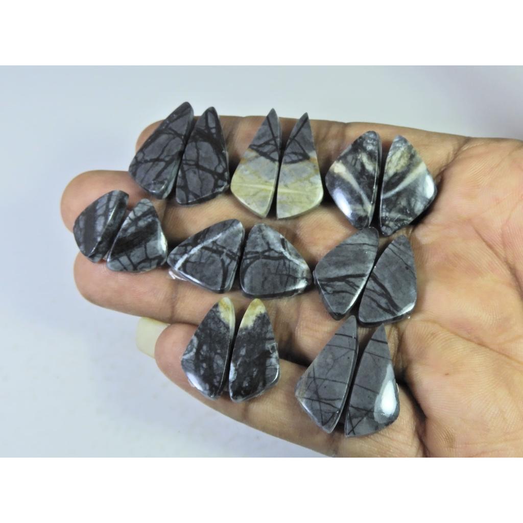 Natural Picasso Jasper Matched Pair Fancy Cabachon Loose Gemstone 08Pair Lot C-2739