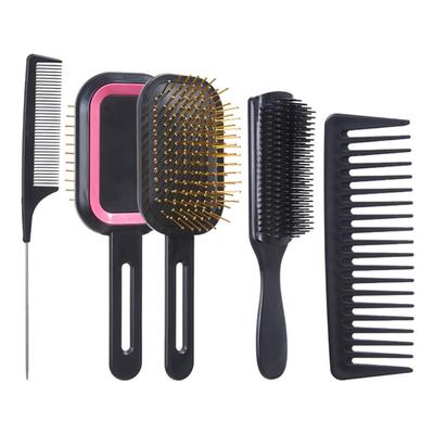 4Pieces Hair Care Brush Kit With 3D Flexs Soft Nylon Bristles For Curly Straight Thick Hair Painless Styling NonSlip Grip