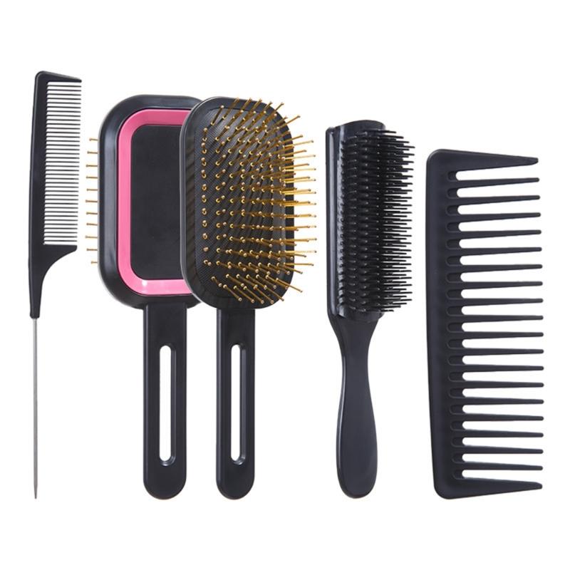 

4Pieces Hair Care Brush Kit With 3D Flexs Soft Nylon Bristles For Curly Straight Thick Hair Painless Styling NonSlip Grip 1